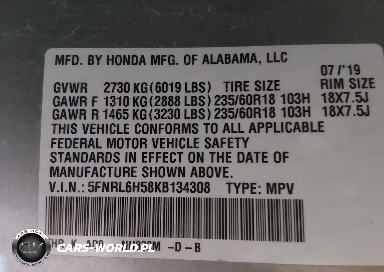 2019 Honda Odyssey Ex VIN:5FNRL6H58KB134308 - 9