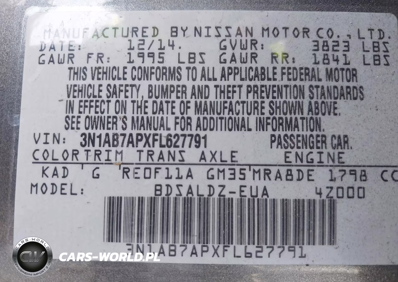 2015 Nissan Sentra Fe+ S-S-Sl-Sr-Sv VIN:3N1AB7APXFL627791 - 9