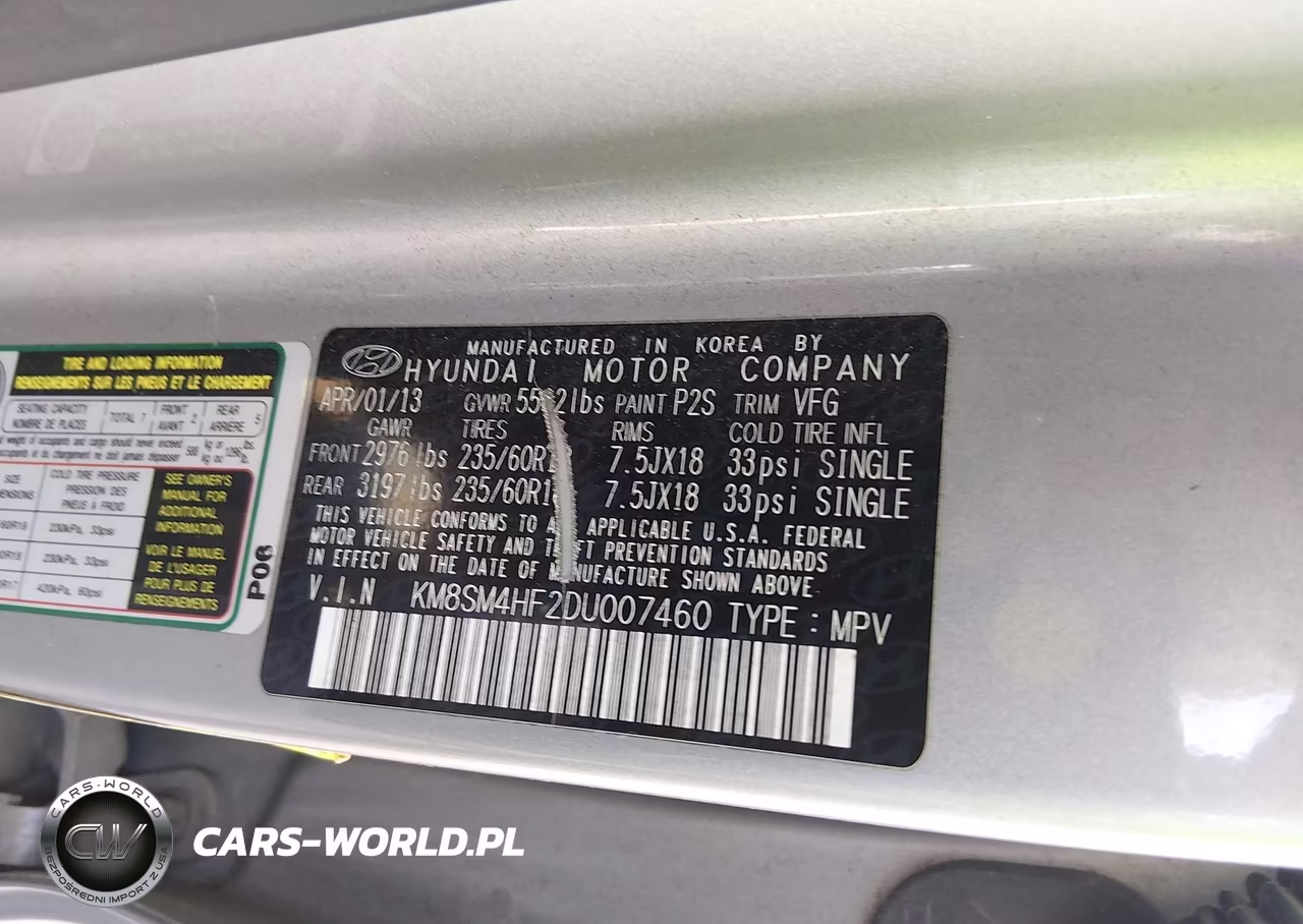 2013 Hyundai Santa Fe Gls VIN:KM8SM4HF2DU007460 - 9