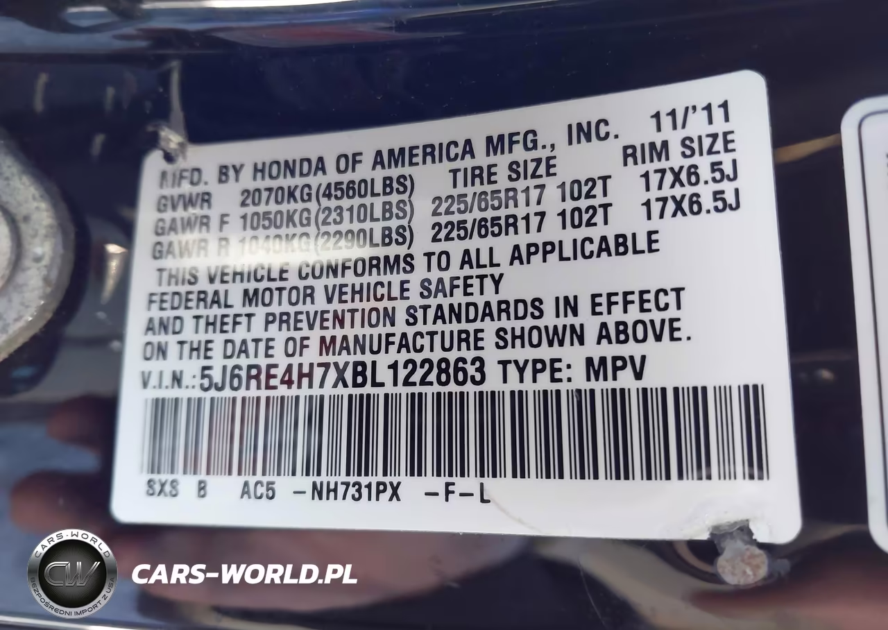 2011 Honda Cr-V Ex-L VIN:5J6RE4H7XBL122863 - 9
