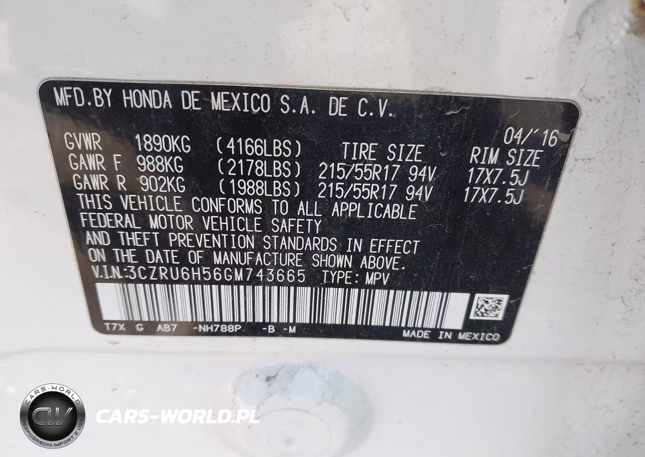 2016 Honda Hr-V Ex VIN:3CZRU6H56GM743665 - 9