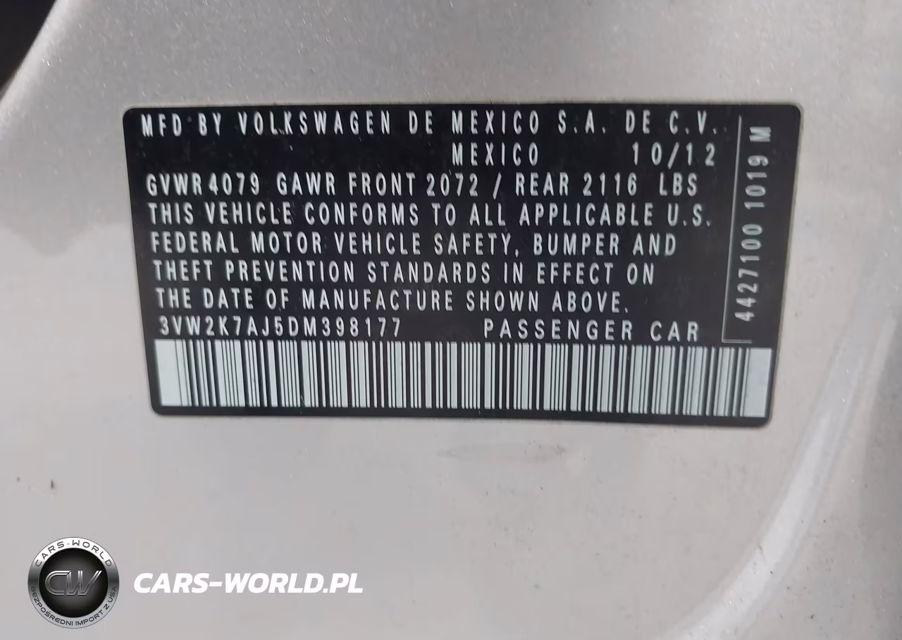 2013 Volkswagen Jetta 2.0L S VIN:3VW2K7AJ5DM398177 - 9