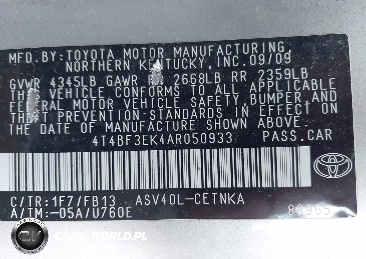 2010 Toyota Camry Le VIN:4T4BF3EK4AR050933 - 9