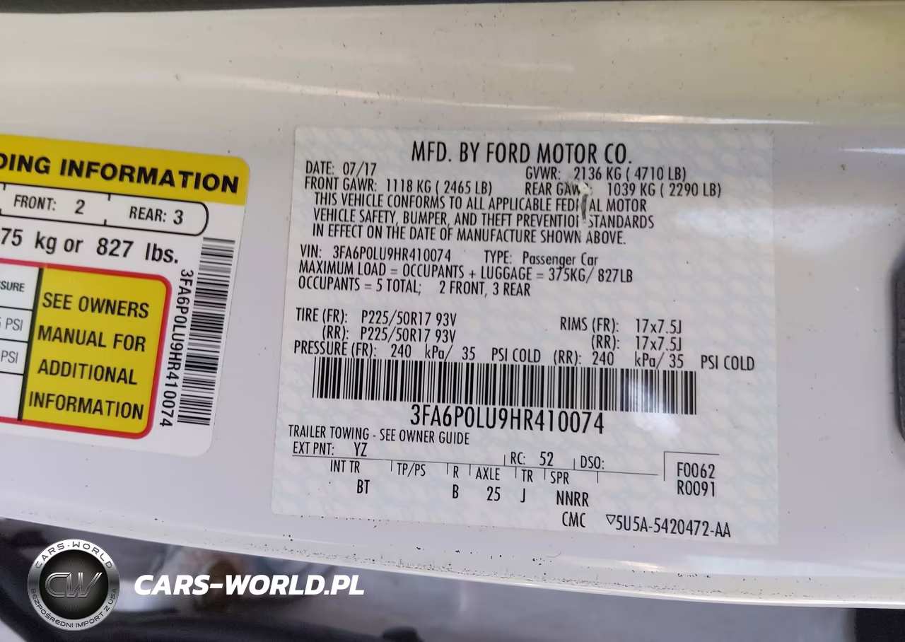 2017 Ford Fusion Hybrid Se VIN:3FA6P0LU9HR410074 - 9
