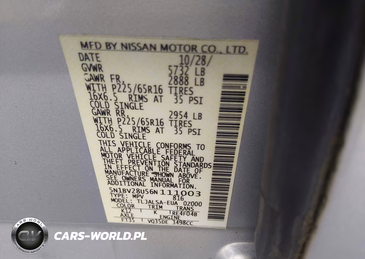 2006 Nissan Quest 3.5 VIN:5N1BV28U56N111003 - 9