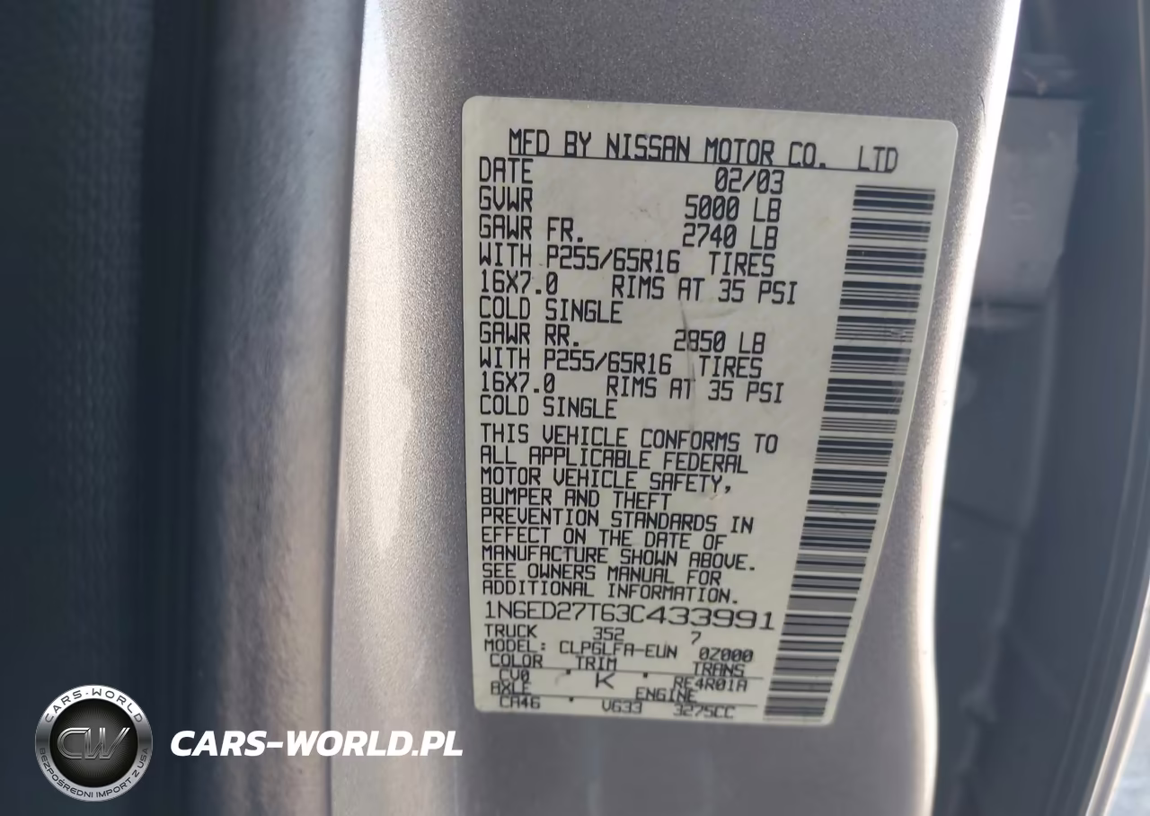 2003 Nissan Frontier Se-V6 VIN:1N6ED27T63C433991 - 9