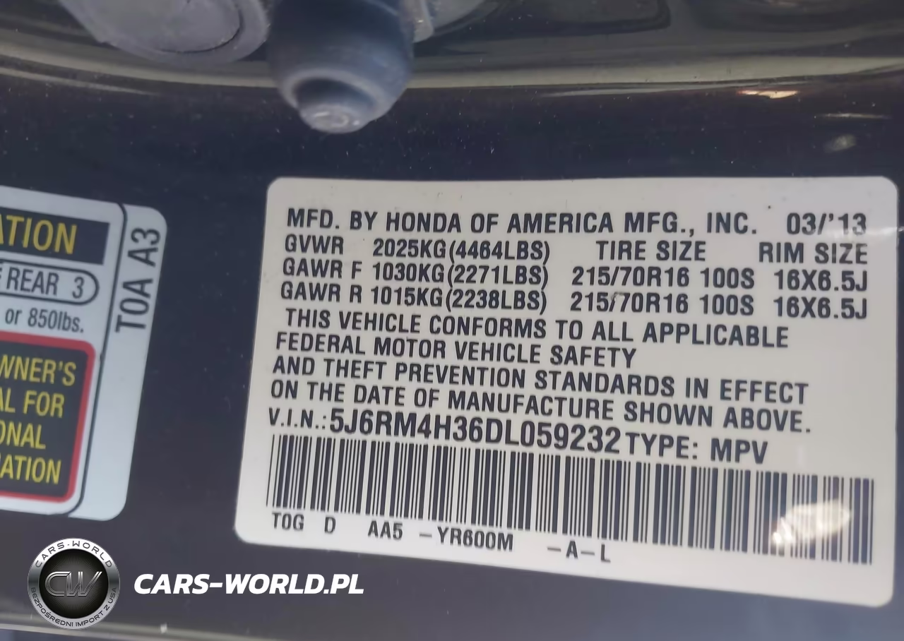 2013 Honda Cr-V Lx VIN:5J6RM4H36DL059232 - 9