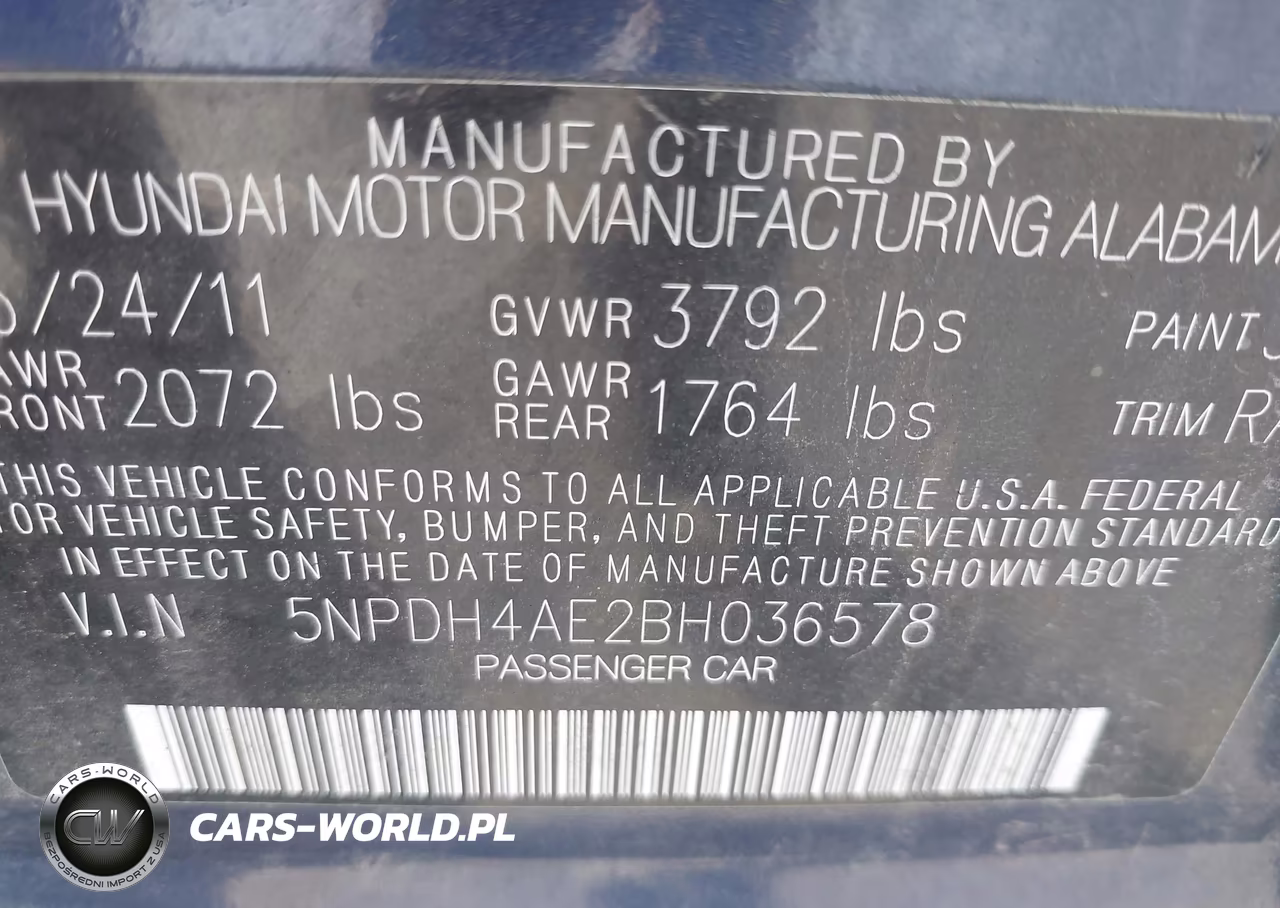 2011 Hyundai Elantra Gls VIN:5NPDH4AE2BH036578 - 9