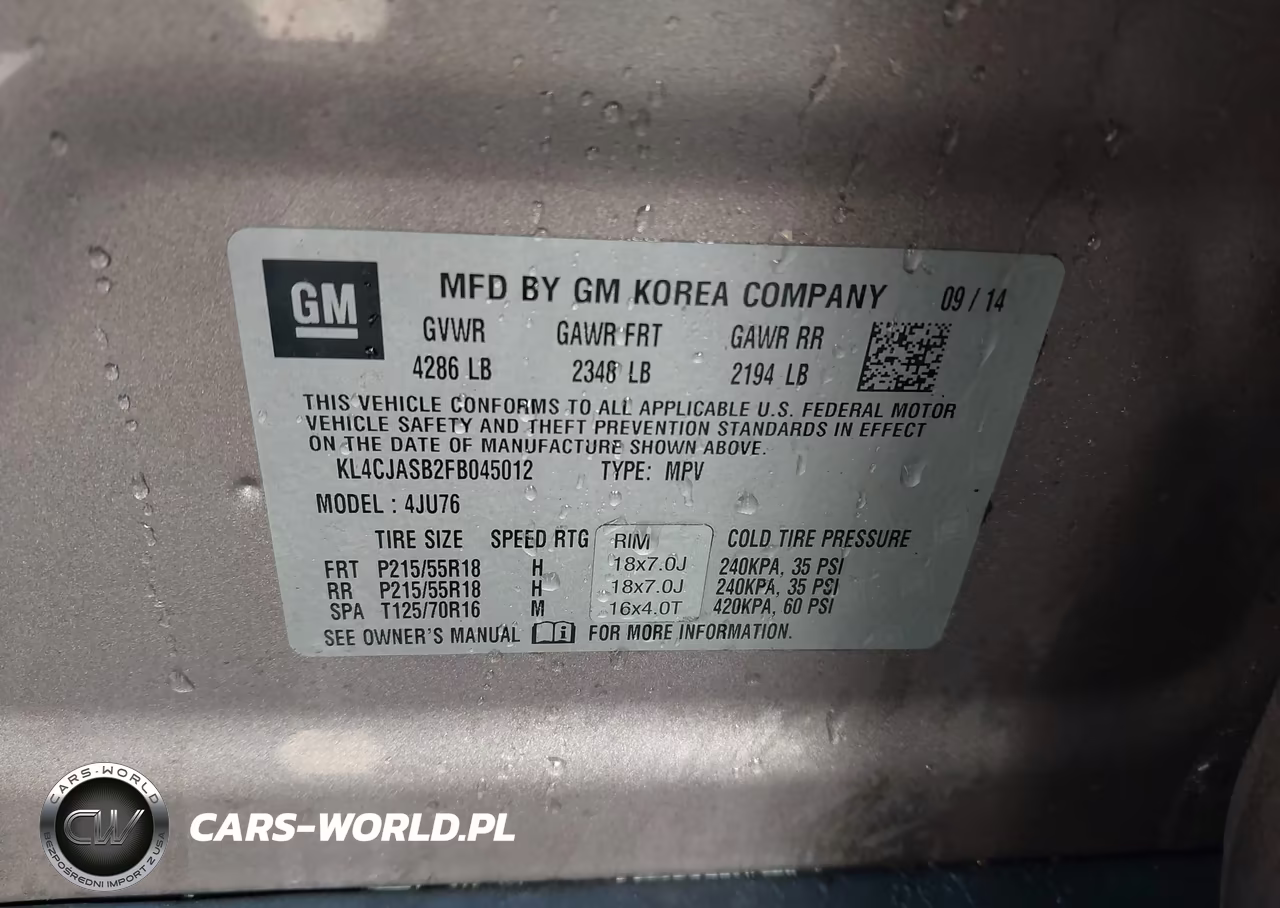2015 Buick Encore VIN:KL4CJASB2FB045012 - 9