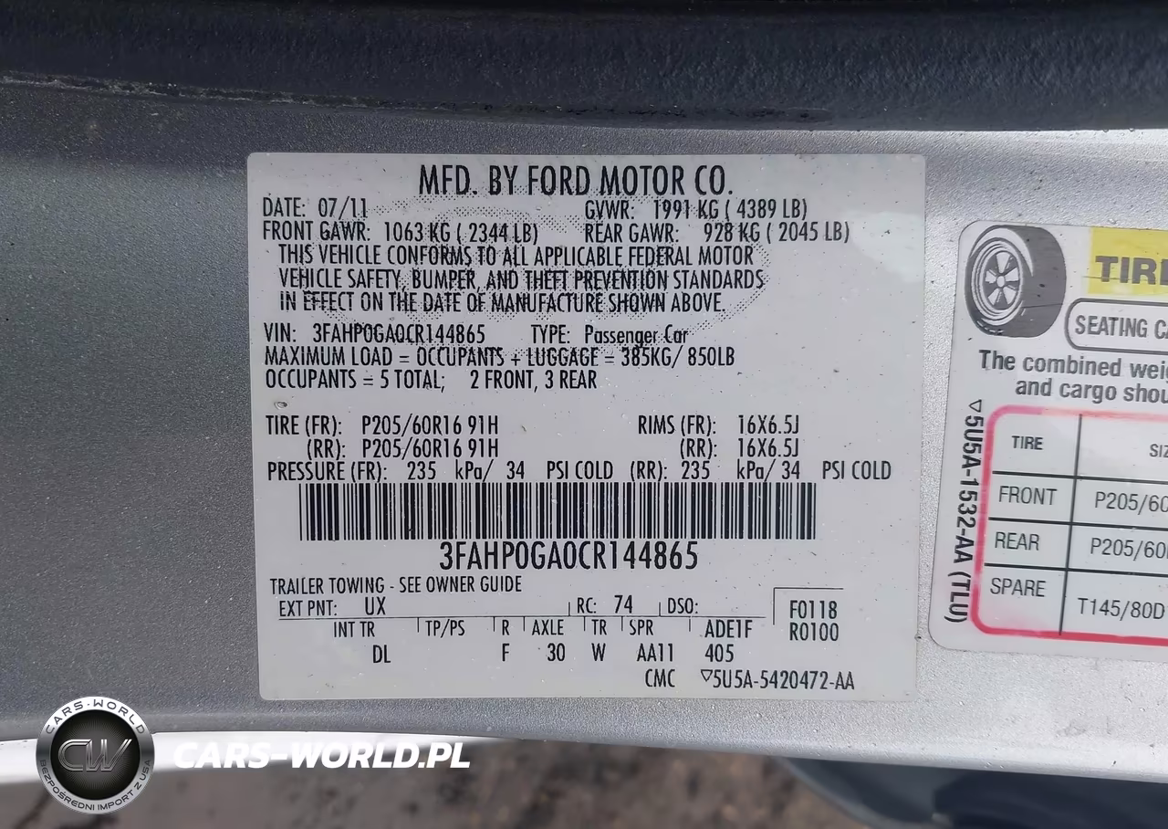 2012 Ford Fusion S VIN:3FAHP0GA0CR144865 - 9