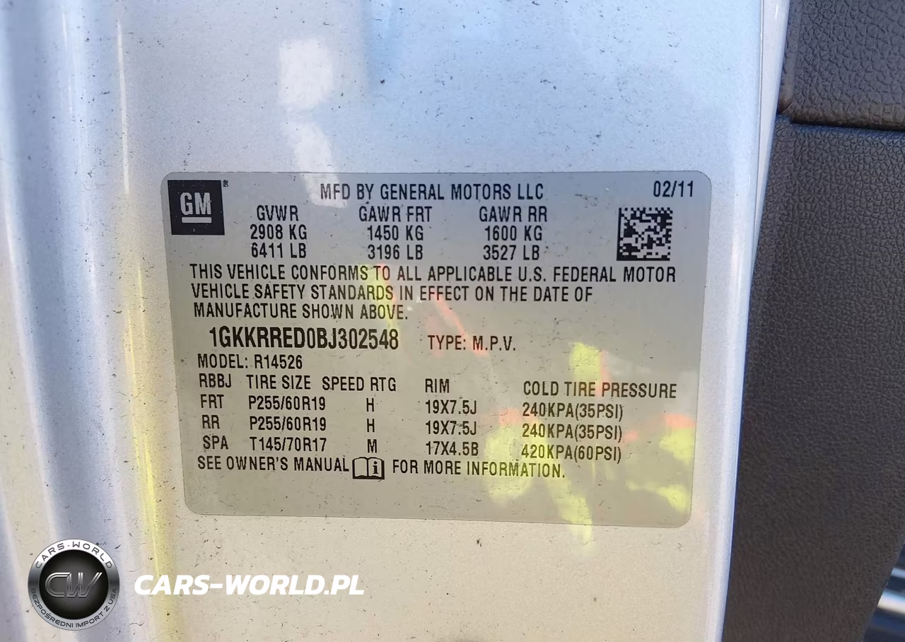 2011 GMC Acadia Slt-1 VIN:1GKKRRED0BJ302548 - 9
