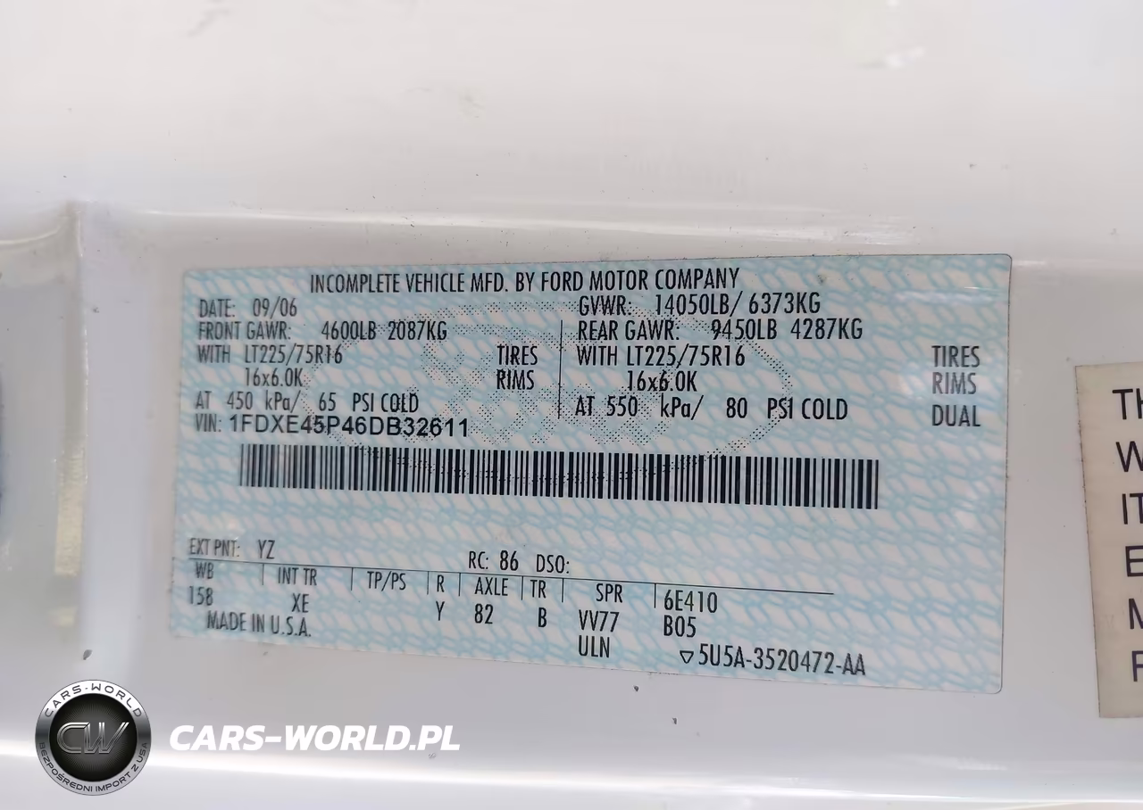 2006 Ford E-450 Cutaway VIN:1FDXE45P46DB32611 - 8
