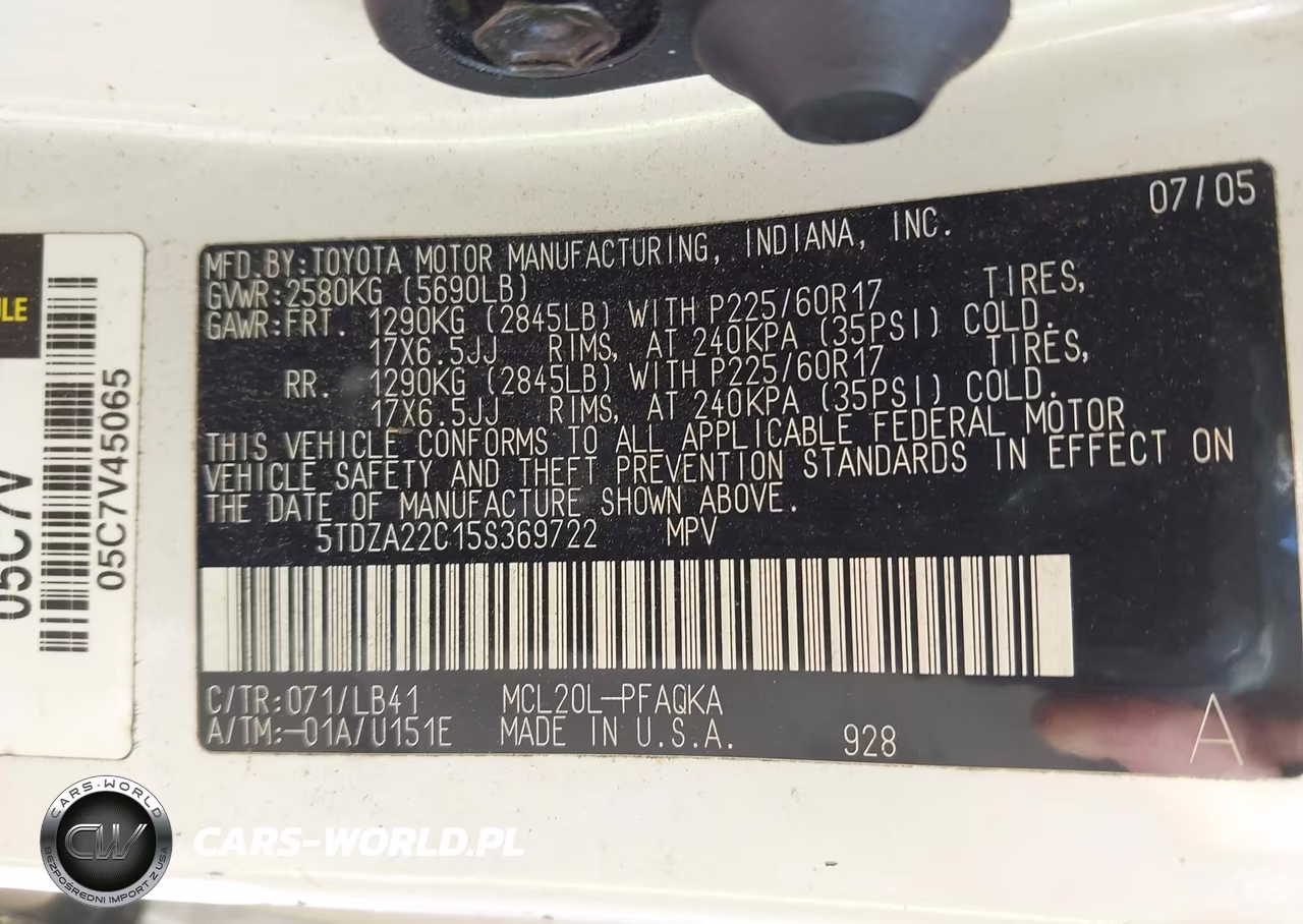2005 Toyota Sienna Xle Limited VIN:5TDZA22C15S369722 - 9
