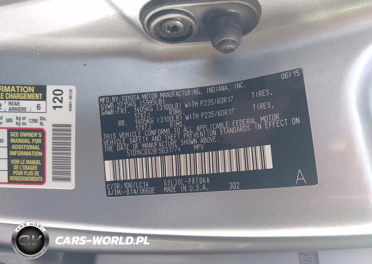 2015 Toyota Sienna Xle 8 Passenger VIN:5TDYK3DC9FS631774 - 9