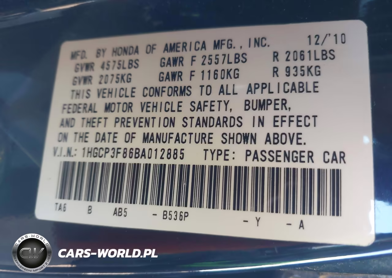 2011 Honda Accord 3.5 Ex-L VIN:1HGCP3F86BA012885 - 9