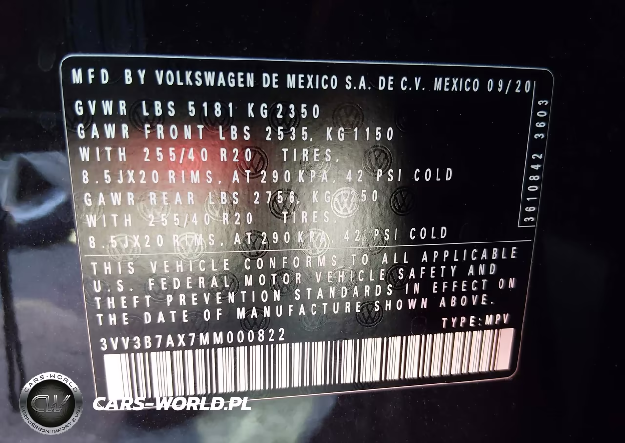 2021 Volkswagen Tiguan 2.0T Se-2.0T Se R-Line Black-2.0T Sel VIN:3VV3B7AX7MM000822 - 9