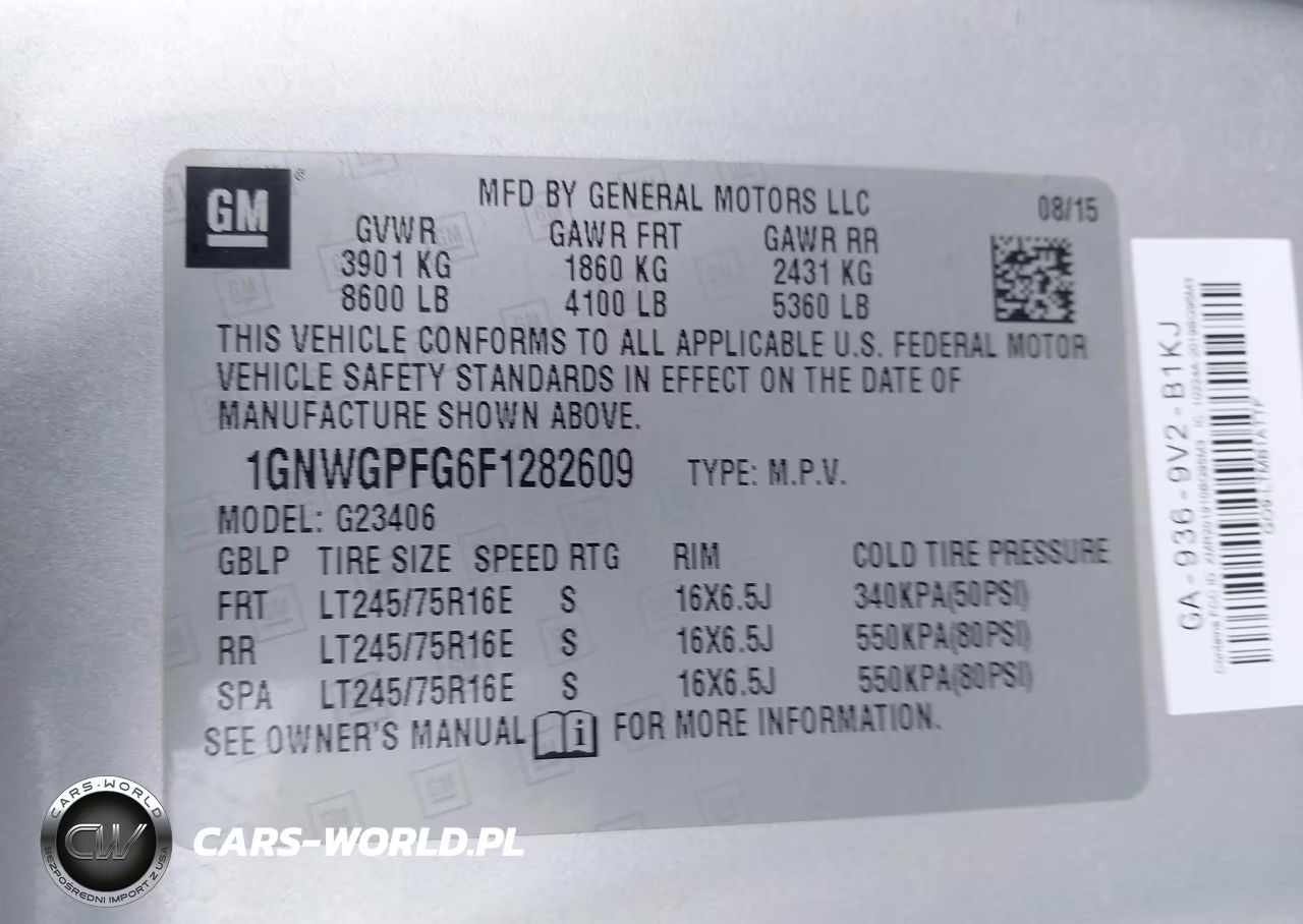 2015 Chevrolet Express 2500 Ls VIN:1GNWGPFG6F1282609 - 9