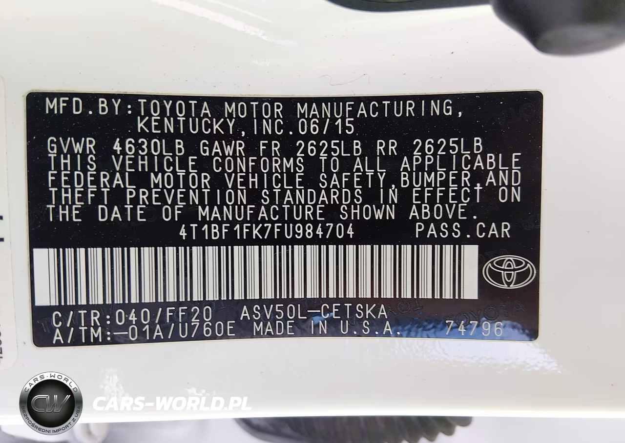 2015 Toyota Camry Se VIN:4T1BF1FK7FU984704 - 9