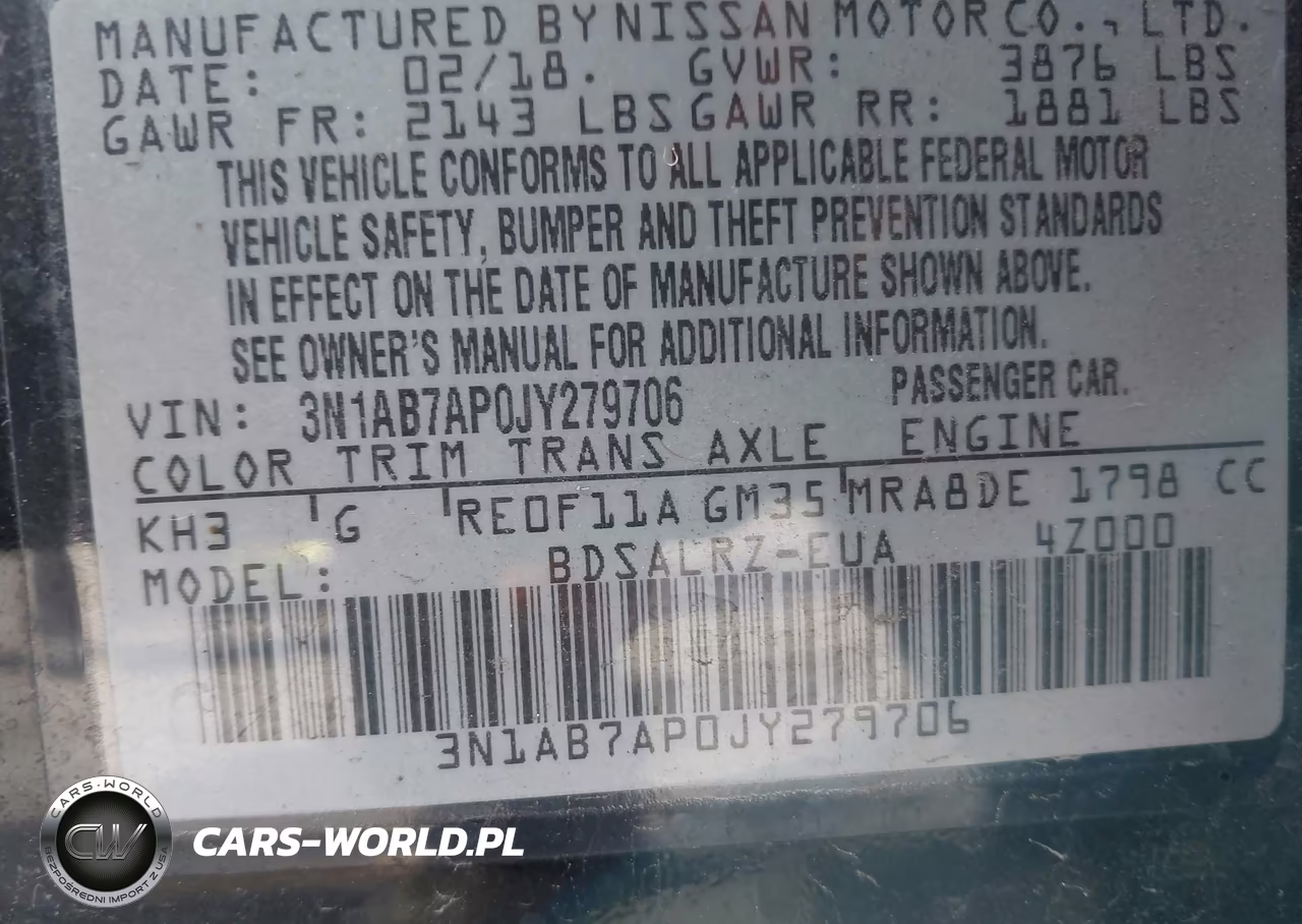 2018 Nissan Sentra Sr VIN:3N1AB7AP0JY279706 - 9