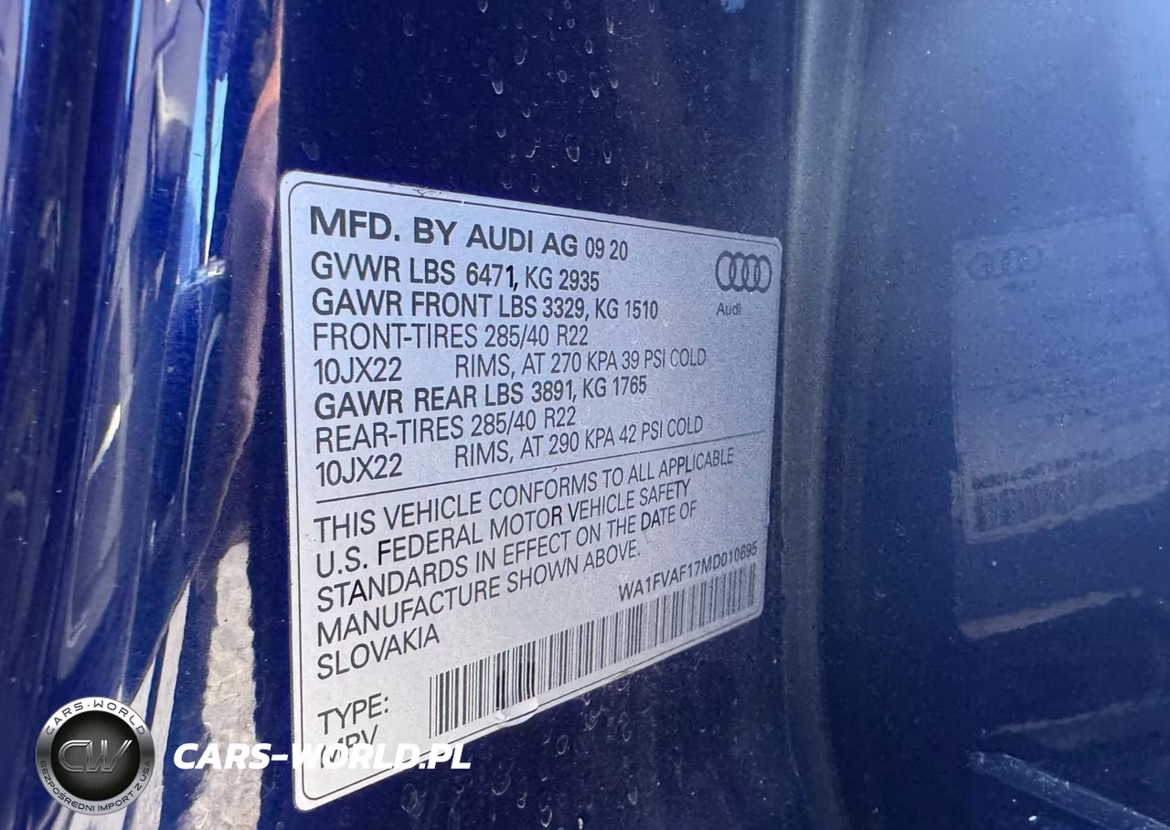 2021 Audi Q8 Prestige S-Line VIN:WA1FVAF17MD010695 - 9