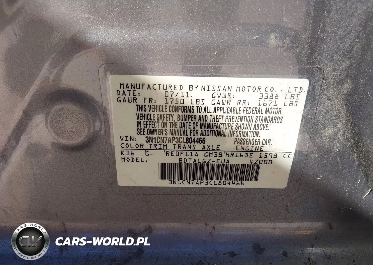 2012 Nissan Versa 1.6 Sl VIN:3N1CN7AP3CL804466 - 9