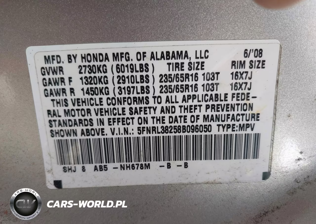 2008 Honda Odyssey Lx VIN:5FNRL38258B096050 - 9