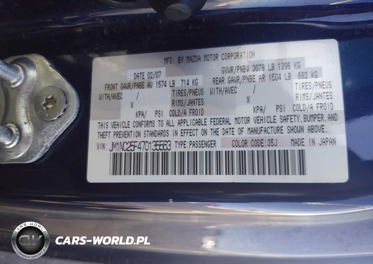 2007 Mazda Mx-5 Sport VIN:JM1NC25F470135563 - 9