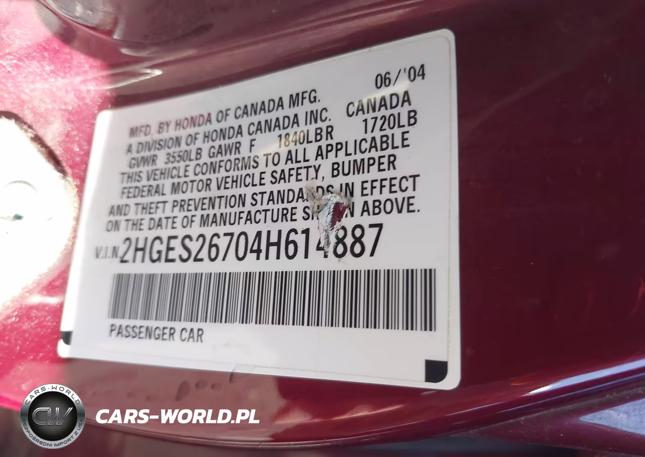 2004 Honda Civic Ex VIN:2HGES26704H614887 - 9