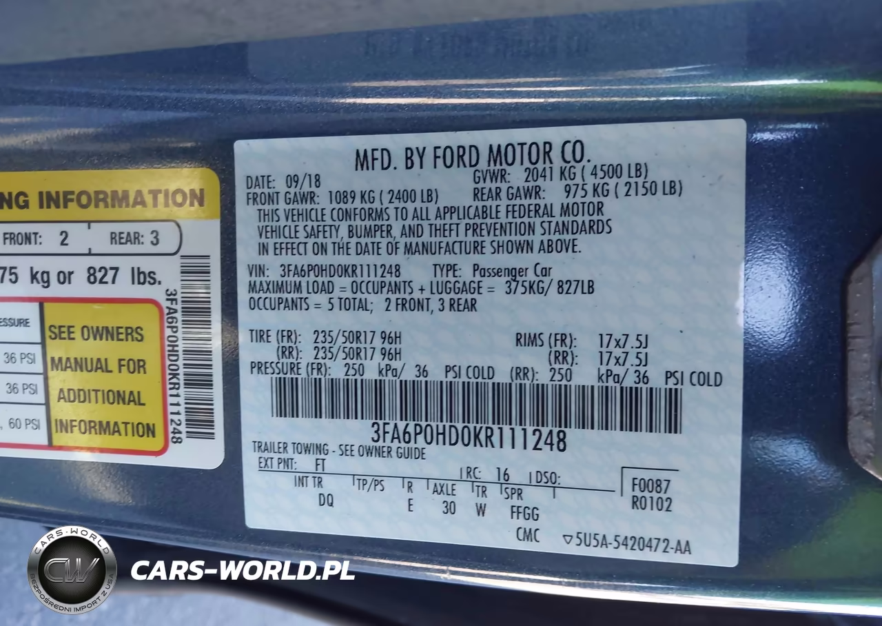 2019 Ford Fusion Se VIN:3FA6P0HD0KR111248 - 9