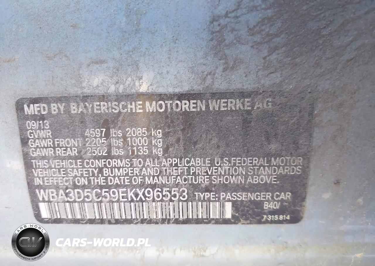 2014 BMW 328D xDrive VIN:WBA3D5C59EKX96553 - 9