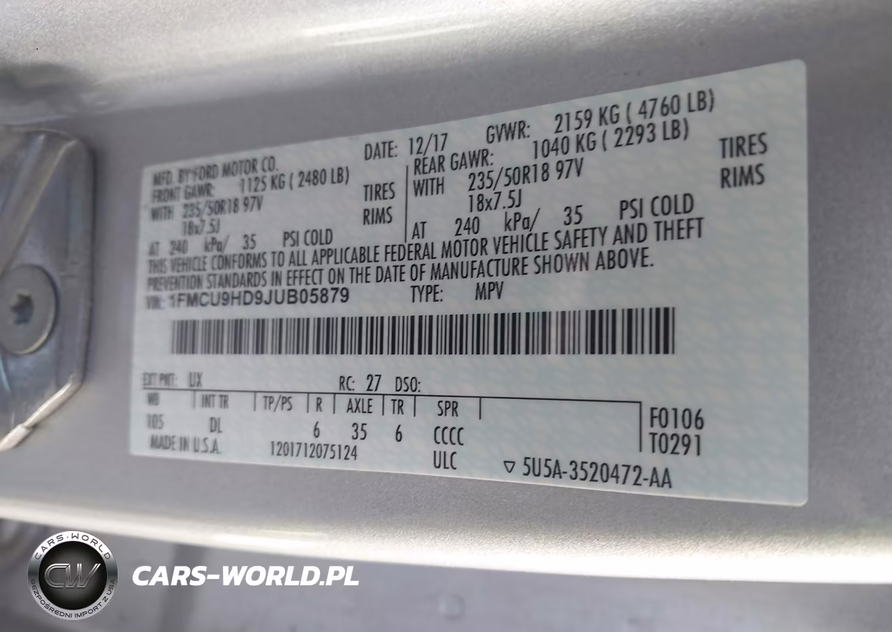 2018 Ford Escape Sel VIN:1FMCU9HD9JUB05879 - 9