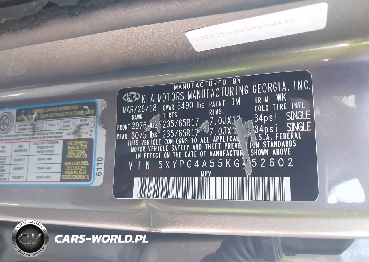 2019 Kia Sorento 3.3L Lx VIN:5XYPG4A55KG452602 - 9