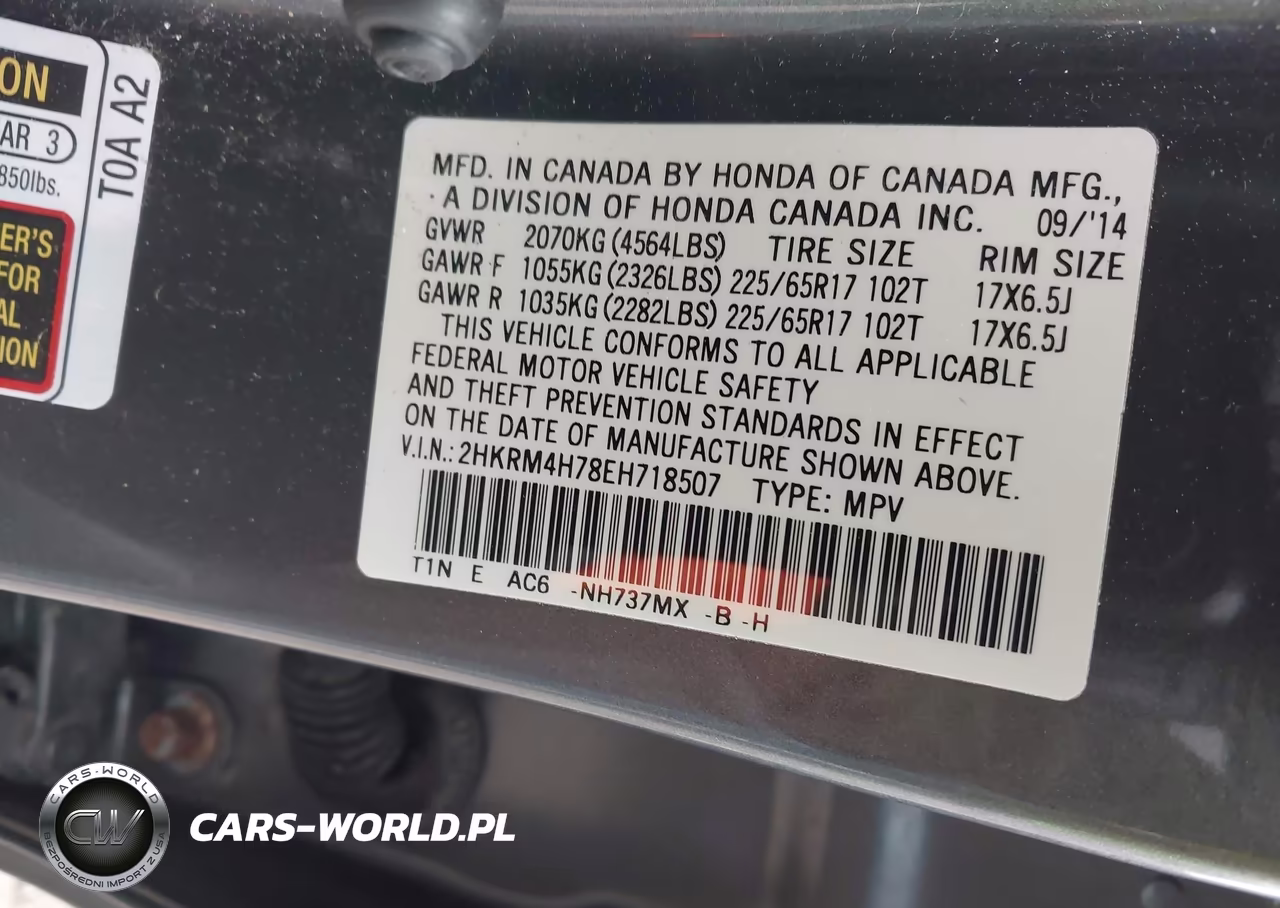 2014 Honda Cr-V Ex-L VIN:2HKRM4H78EH718507 - 9