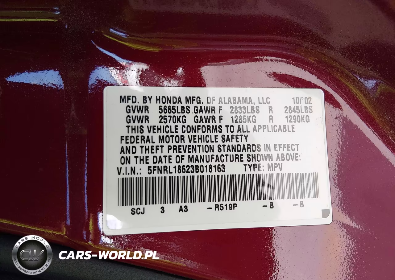 2003 Honda Odyssey Ex VIN:5FNRL18623B018163 - 9