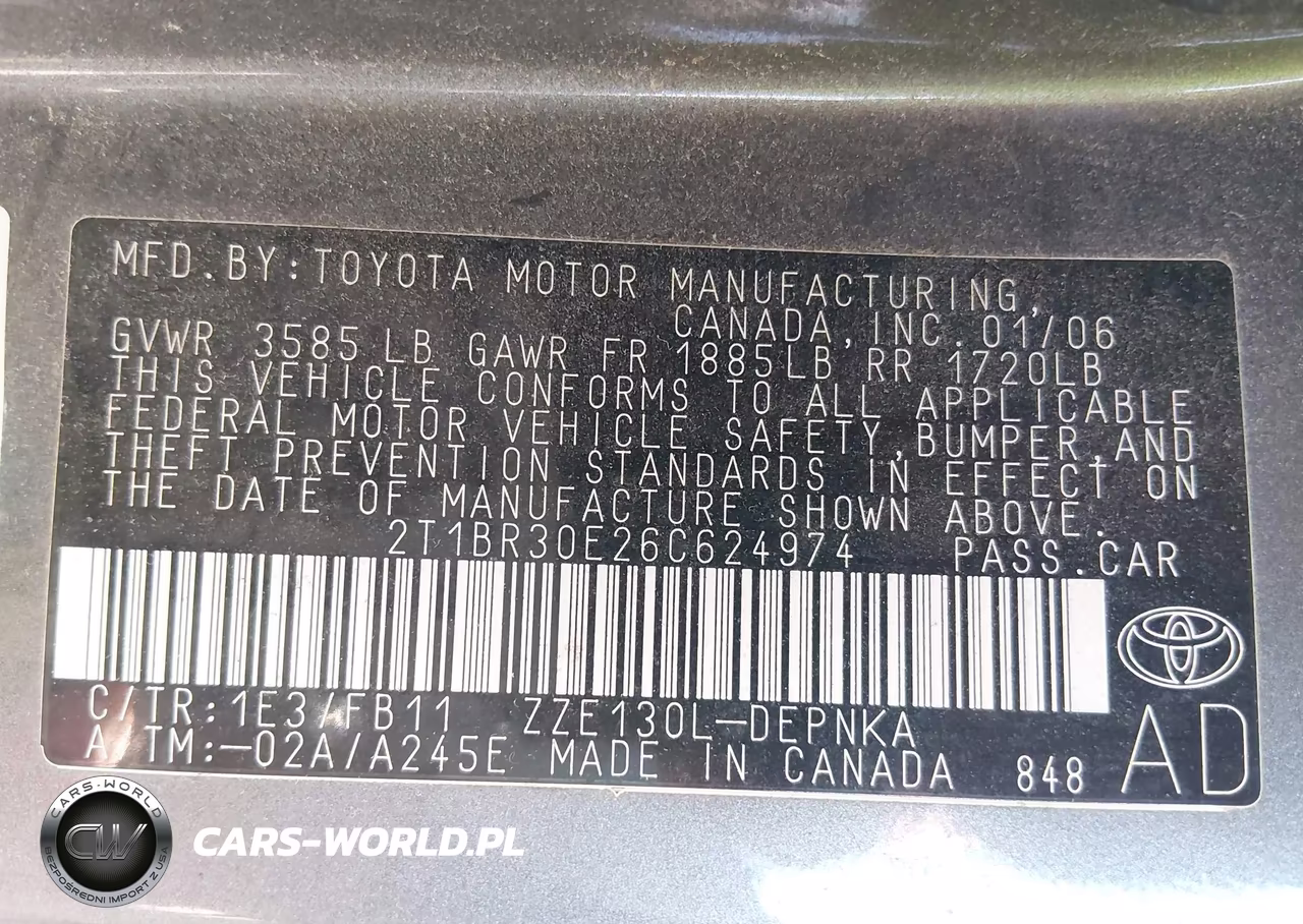 2006 Toyota Corolla Le VIN:2T1BR30E26C624974 - 9