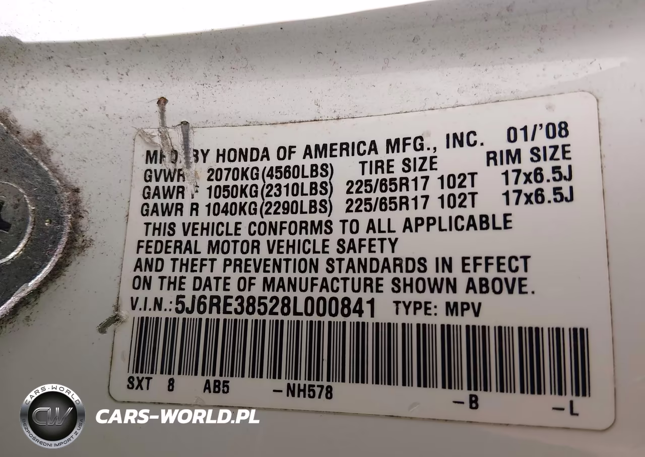 2008 Honda Cr-V Ex VIN:5J6RE38528L000841 - 9
