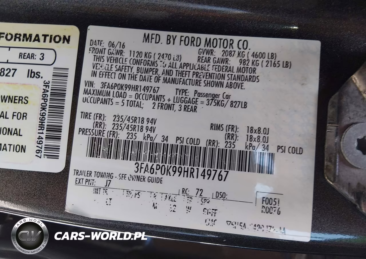 2017 Ford Fusion Titanium VIN:3FA6P0K99HR149767 - 17