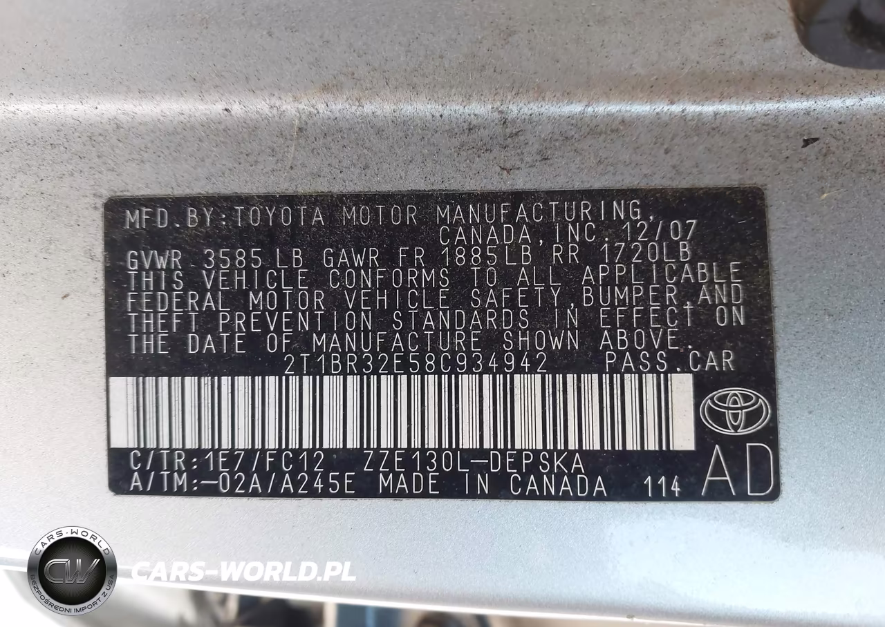 2008 Toyota Corolla S VIN:2T1BR32E58C934942 - 9
