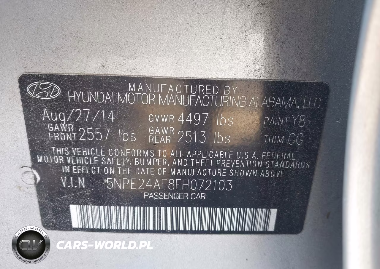 2015 Hyundai Sonata Se VIN:5NPE24AF8FH072103 - 9