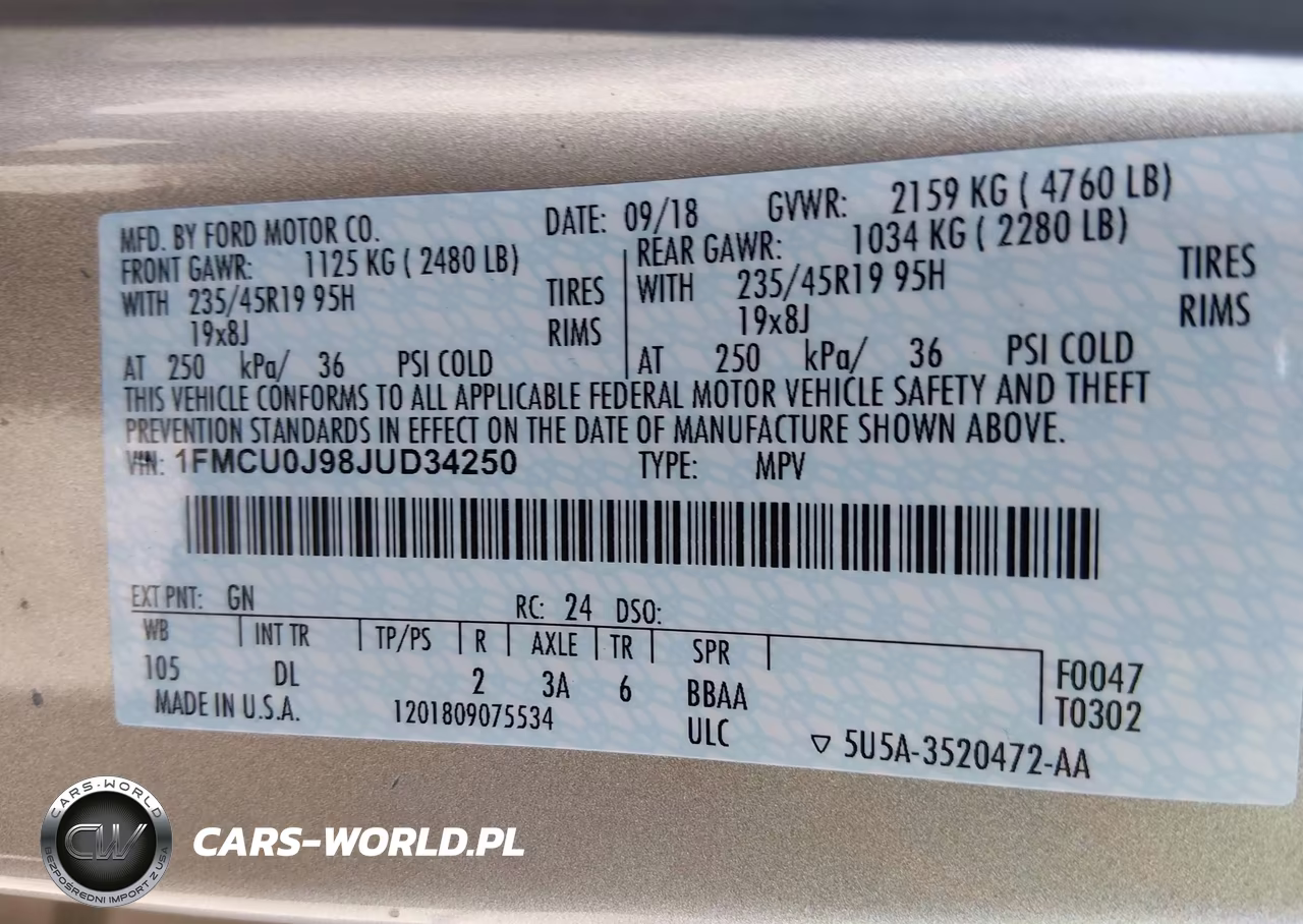 2018 Ford Escape Titanium VIN:1FMCU0J98JUD34250 - 9