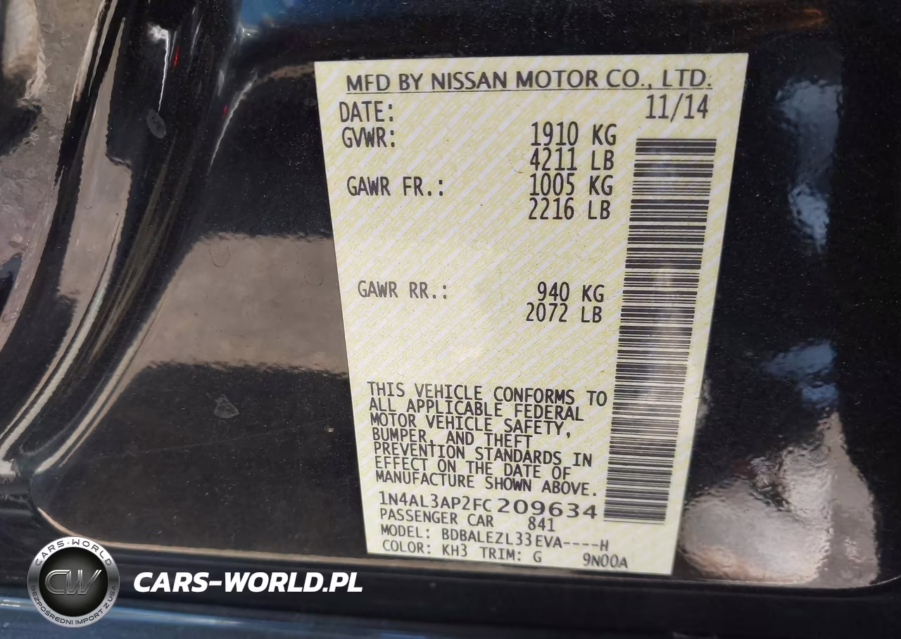 2015 Nissan Altima 2.5 S VIN:1N4AL3AP2FC209634 - 9