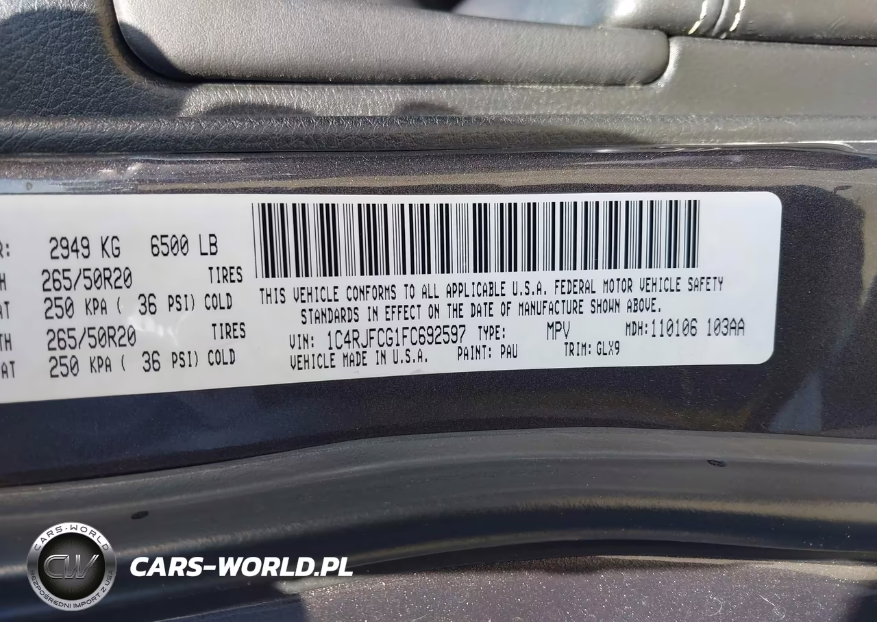 2015 Jeep Grand Cherokee Overland VIN:1C4RJFCG1FC692597 - 9