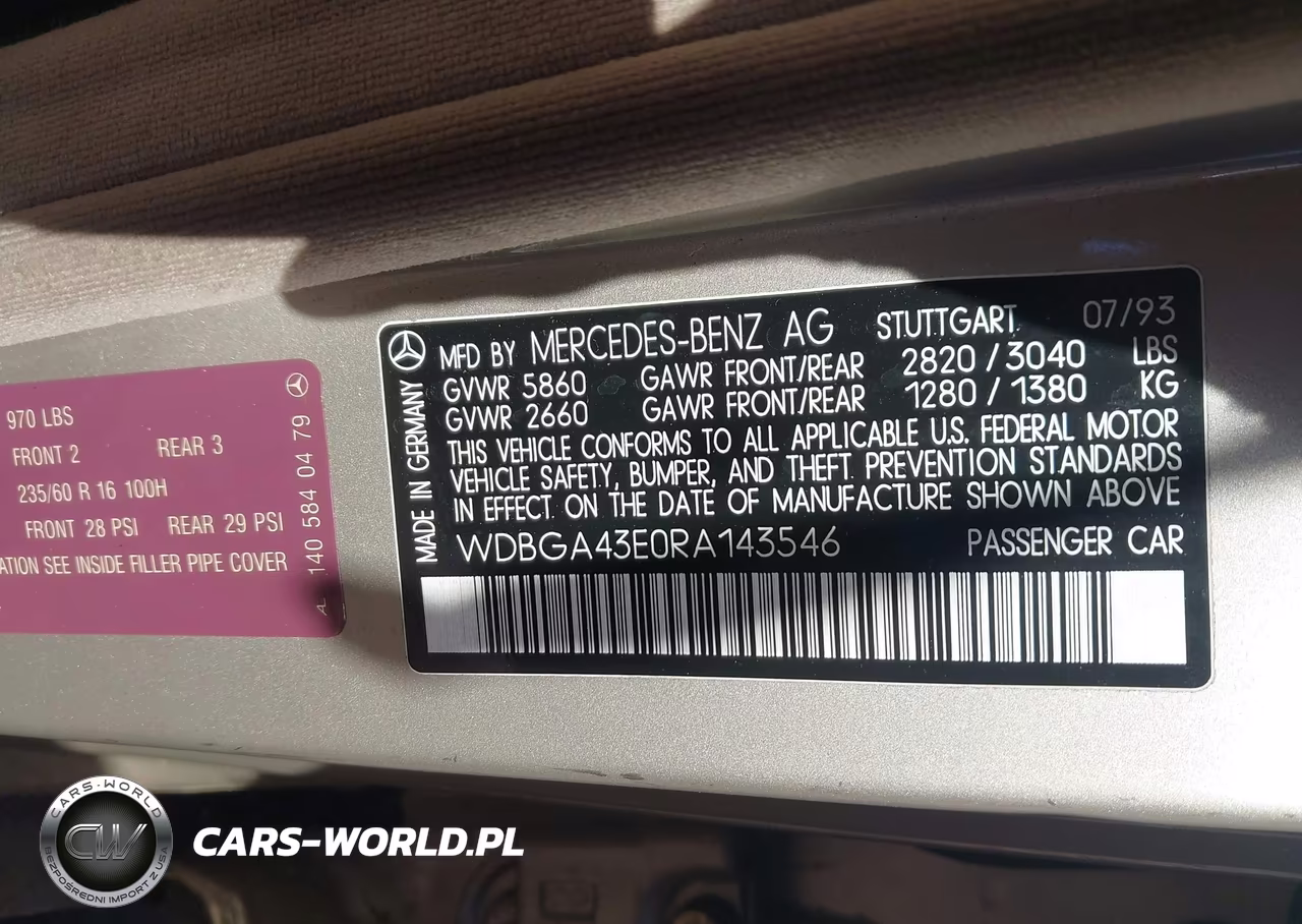 1994 Mercedes-Benz S 420 VIN:WDBGA43E0RA143546 - 9