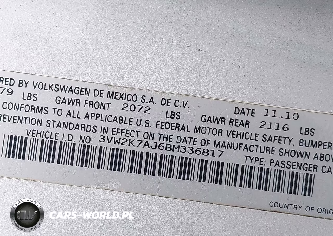 2011 Volkswagen Jetta 2.0L S VIN:3VW2K7AJ6BM336817 - 9