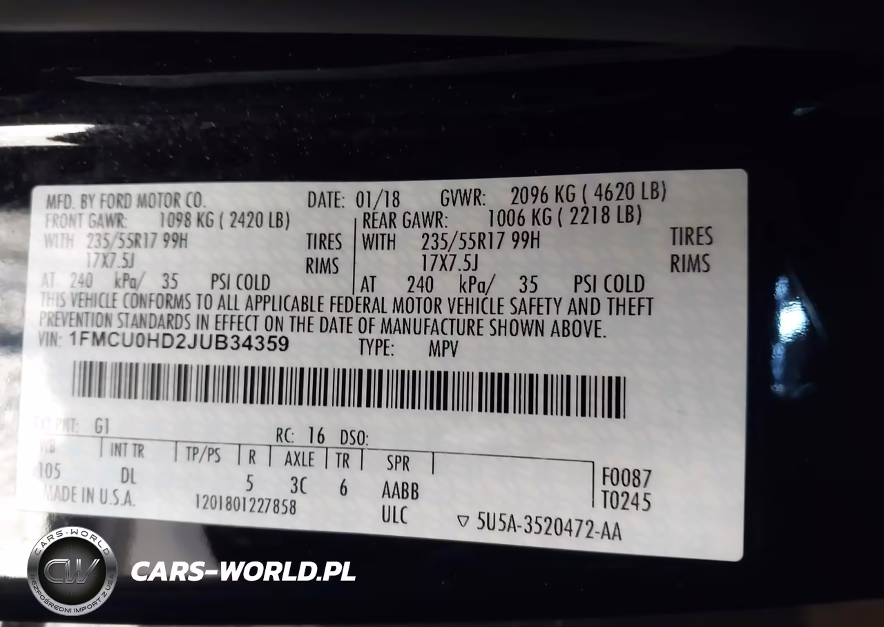 2018 Ford Escape Sel VIN:1FMCU0HD2JUB34359 - 9