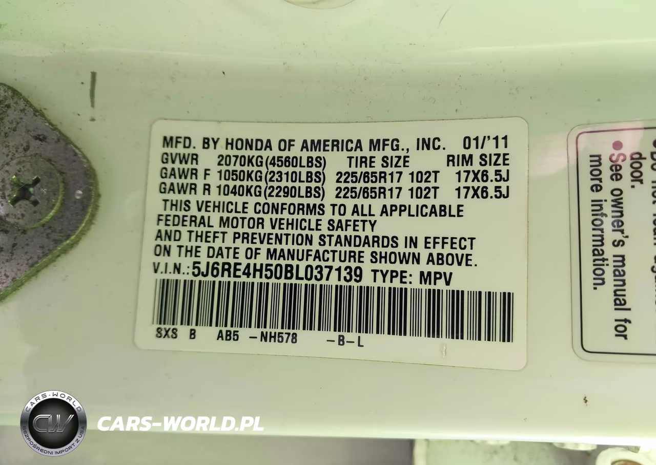 2011 Honda Cr-V VIN:5J6RE4H50BL037139 - 9