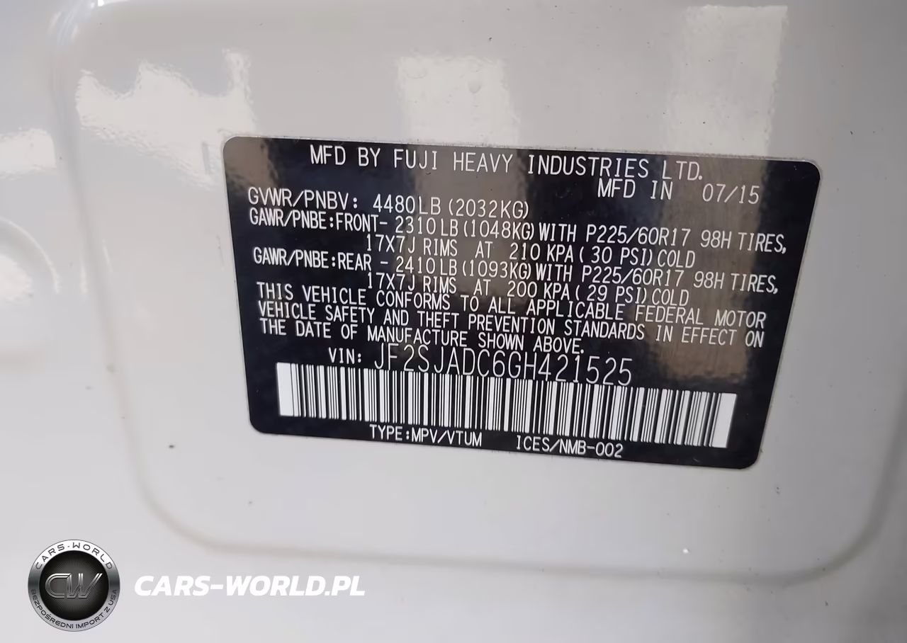 2016 Subaru Forester 2.5I Premium VIN:JF2SJADC6GH421525 - 9