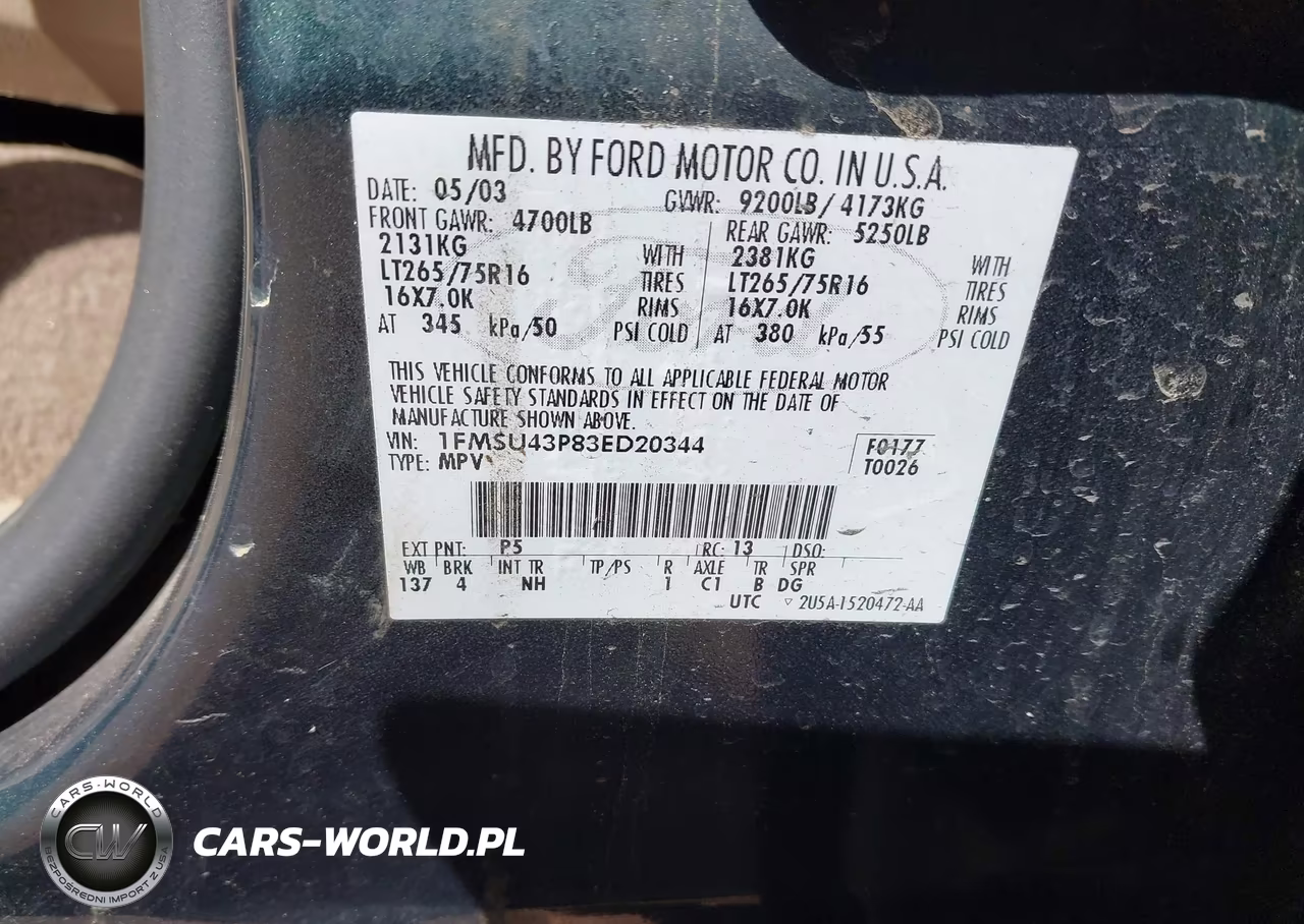 2003 Ford Excursion Limited VIN:1FMSU43P83ED20344 - 9