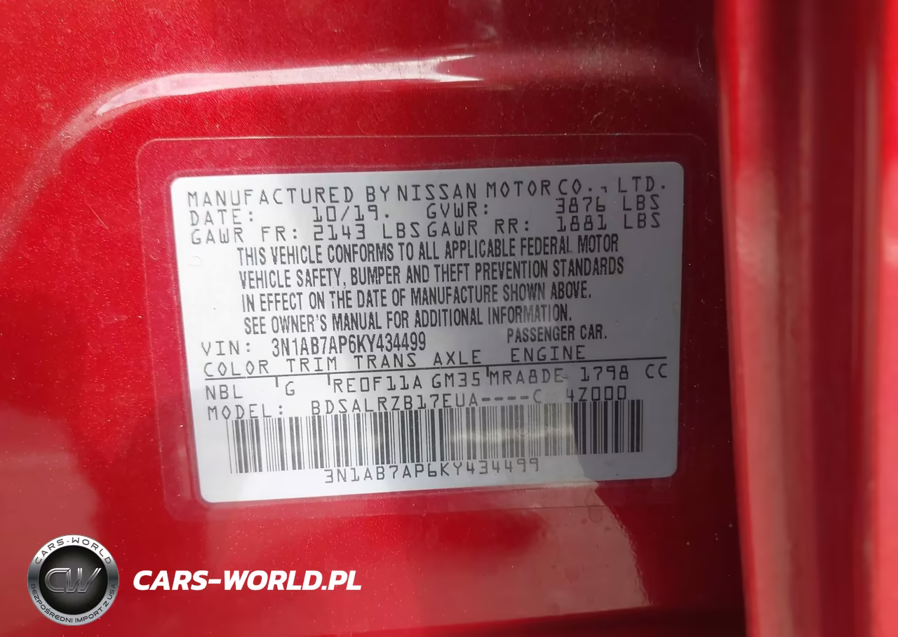 2019 Nissan Sentra Sr VIN:3N1AB7AP6KY434499 - 13