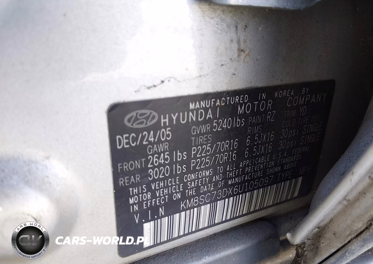 2006 Hyundai Santa Fe Gls VIN:KM8SC73DX6U105097 - 9